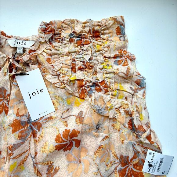 NWT Joie Silk top “Tezza” in apricot with flower prints size 1X - Picture 5 of 9